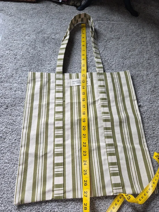 NWOT Green Striped Sézane Tote Bag - Picture 7 of 10